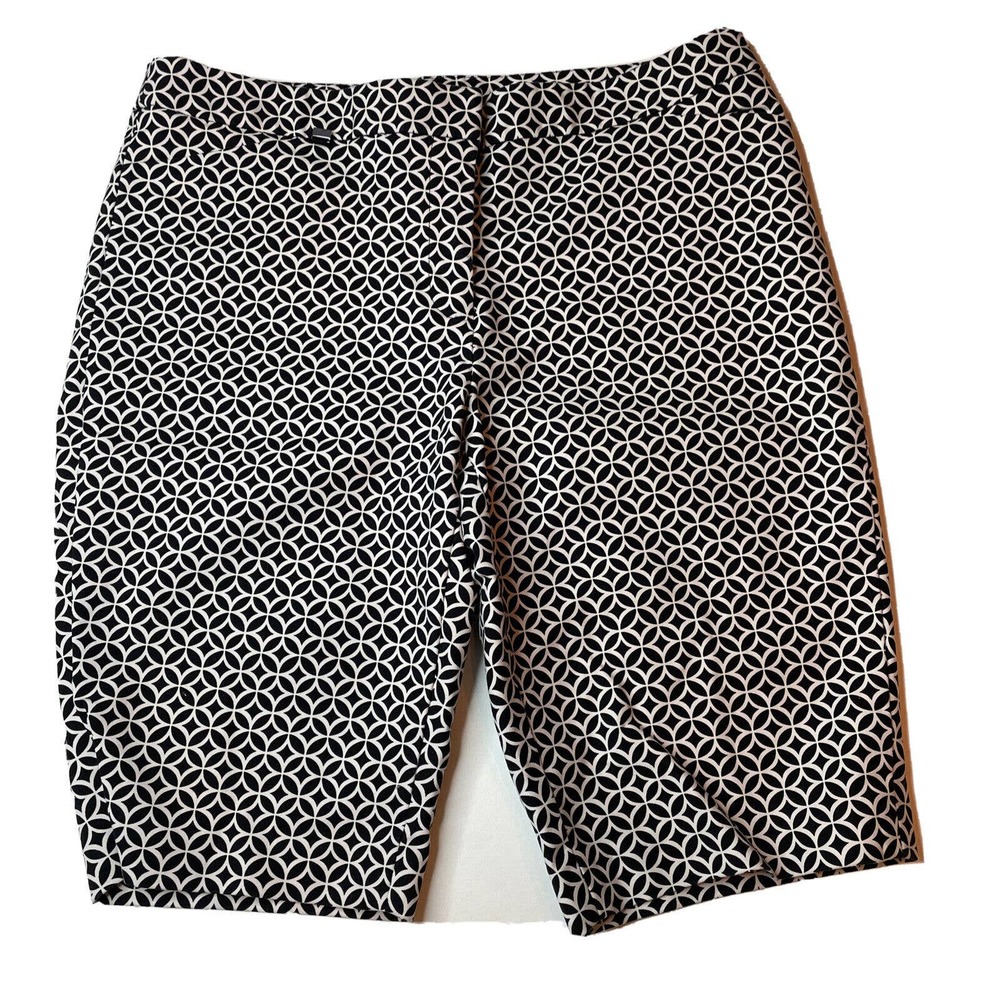 White House Black Market Black White Cotton Spandex Bermuda Shorts , 6 Woman’s